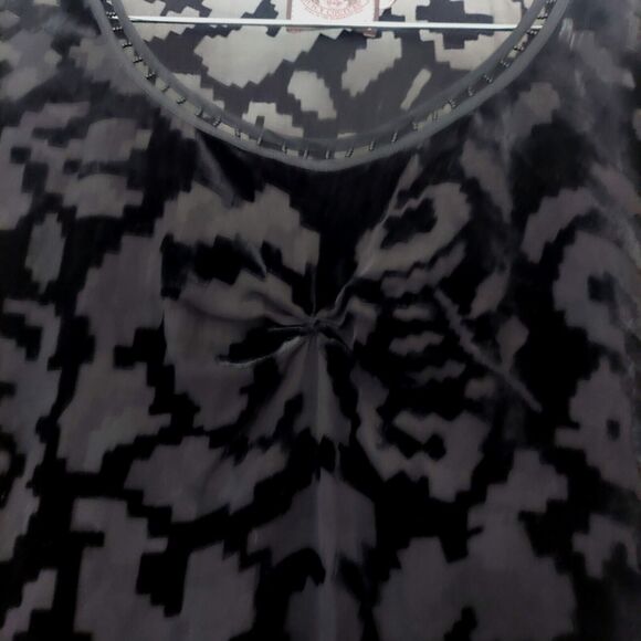 Juicy Couture Tunic Dress Size 2 Black Velvet Burnout Sheer Beaded - Picture 4 of 11